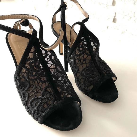 BLACK Lace Heels - size 7 - Picture 1 of 6